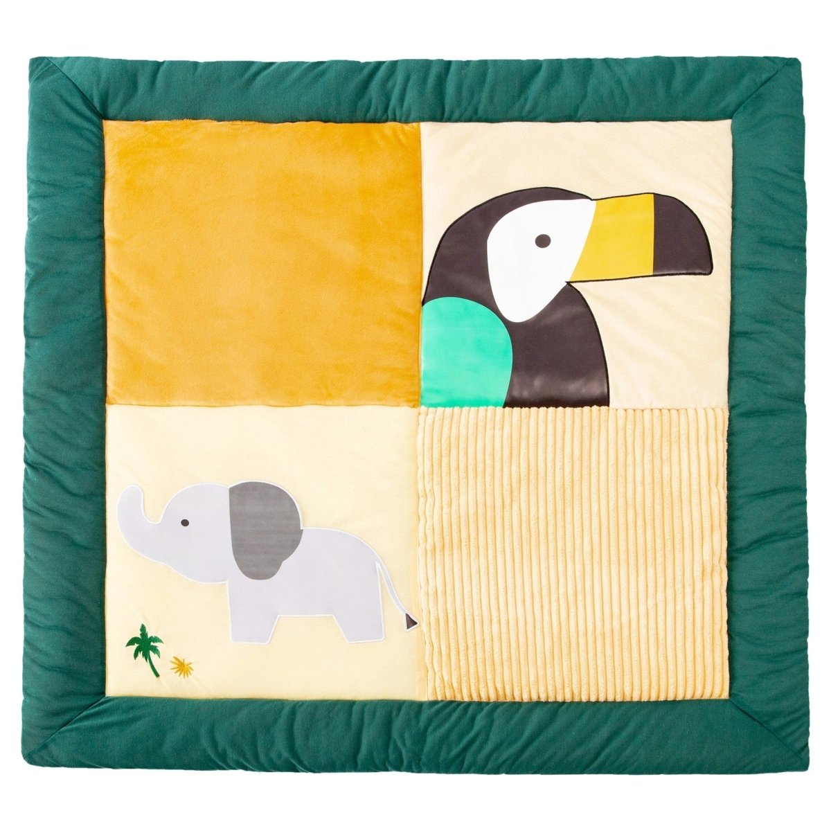 Little Big Friends Patchwork Jungle Playmat – Large Quilted Baby Activity Playmat (Ages 0+)