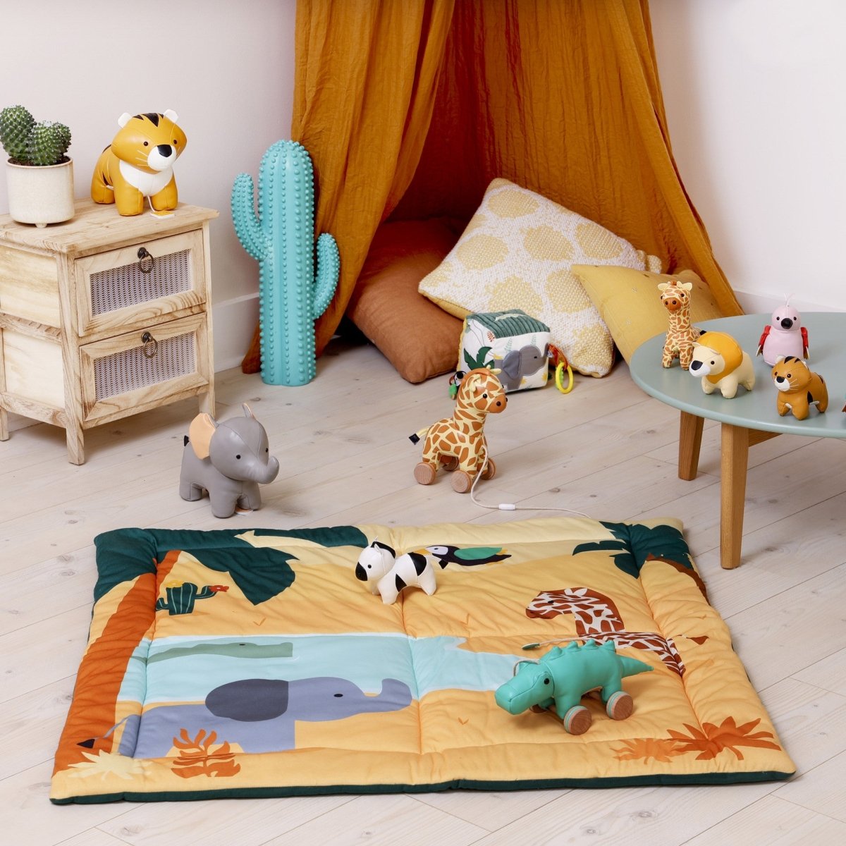 Little Big Friends Patchwork Jungle Playmat – Large Quilted Baby Activity Playmat (Ages 0+)