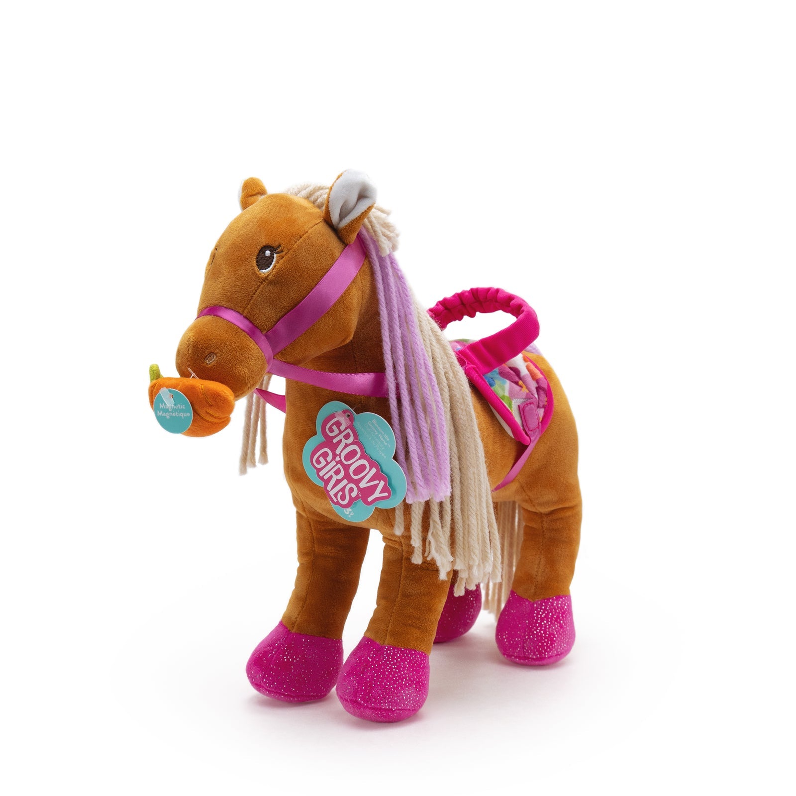Manhattan Toy Groovy Girls Blossom the Groovy Horse – Soft Rideable Doll Horse with Magnetic Saddle (Ages 3+)