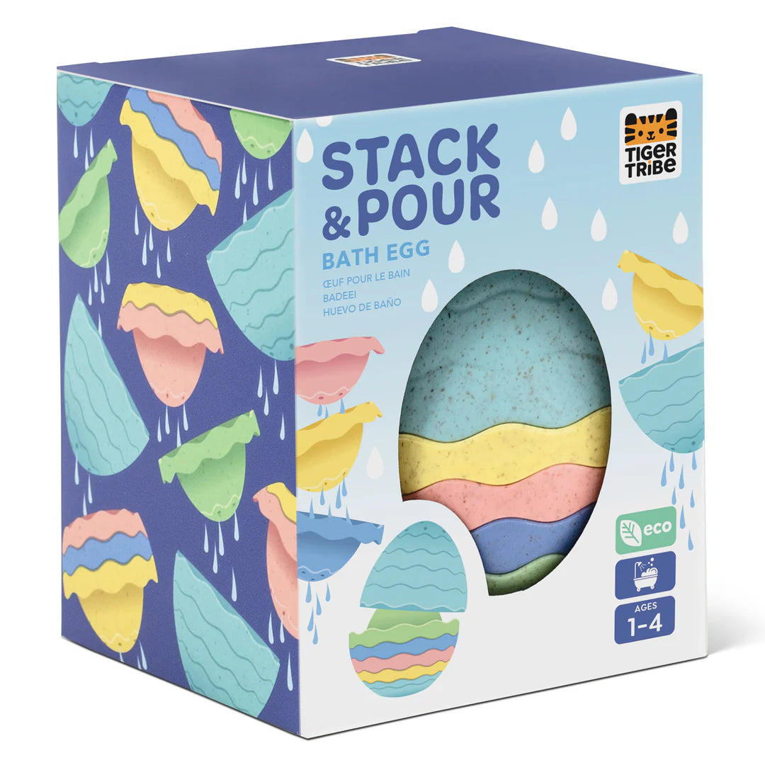 Tiger Tribe Stack & Pour Eco Bath Egg – Stacking Pouring Bath Toy