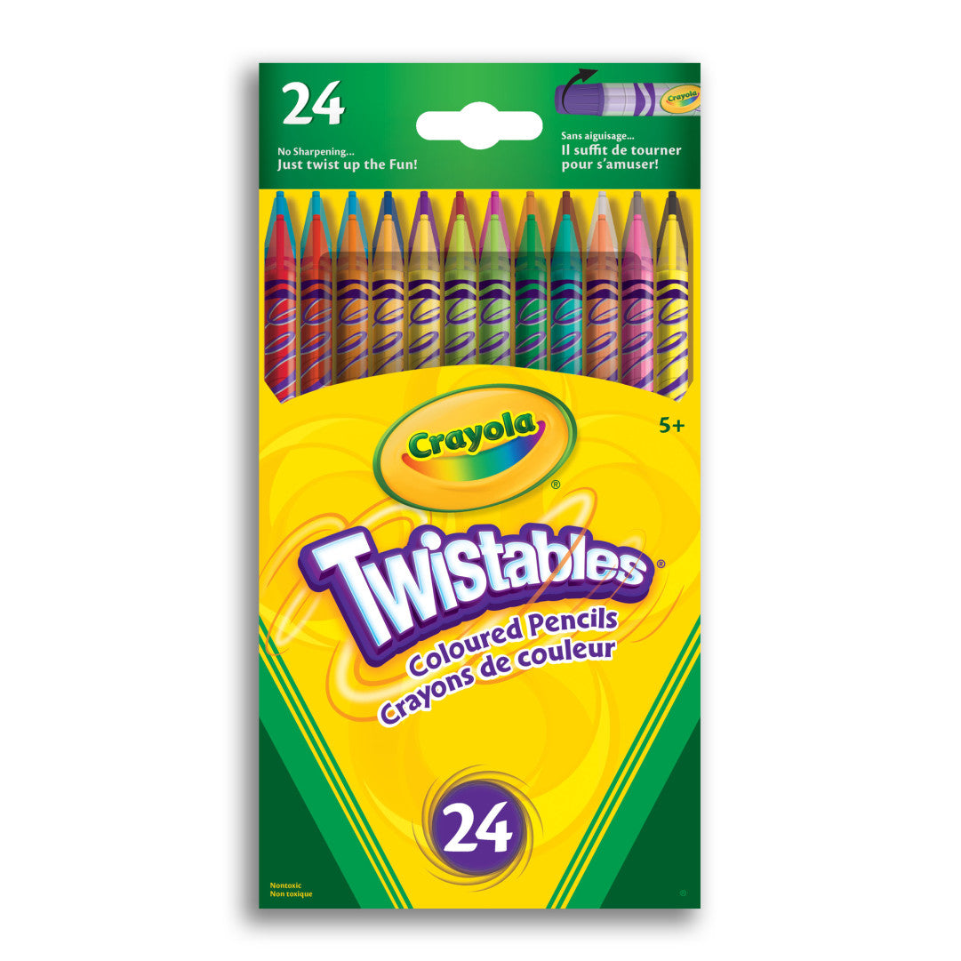 Crayola 24-Count Twistables Coloured Pencils – No-Sharpen Twist-Up Pencils for Kids (Ages 4+)