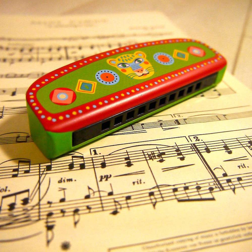 Djeco Animambo Illustrated Wooden Harmonica – Kids Wind Instrument (Ages 3+)