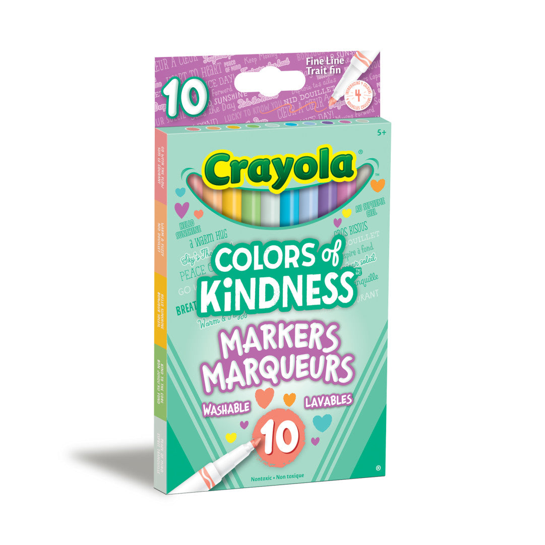Crayola Colors of Kindness 10-Count Fine Line Markers – Mindful Colouring Markers (Ages 8+)