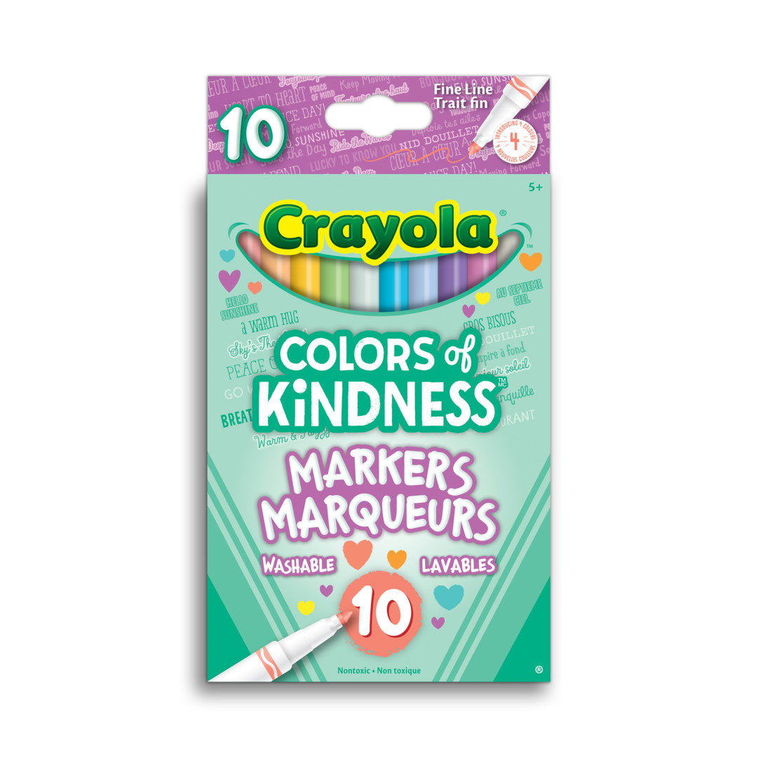 Crayola Colors of Kindness 10-Count Fine Line Markers – Mindful Colouring Markers (Ages 8+)