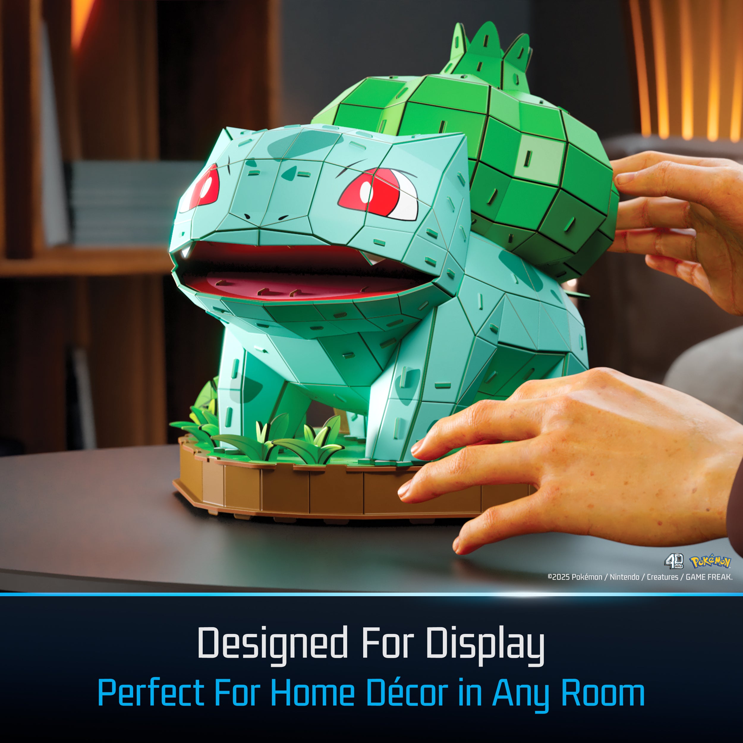 Spin Master 4D Build Pokémon 3D –  Bulbasaur 195-Piece Kanto Starter 3D Model Kit Desk Décor (Ages 12+)