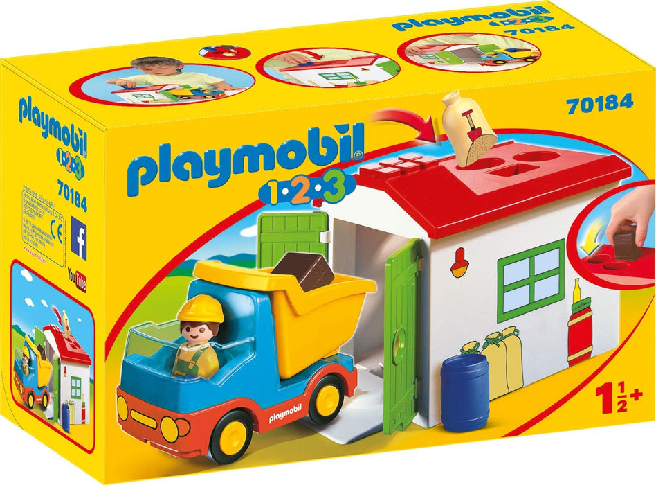 Playmobil 1.2.3 Construction Truck with Garage