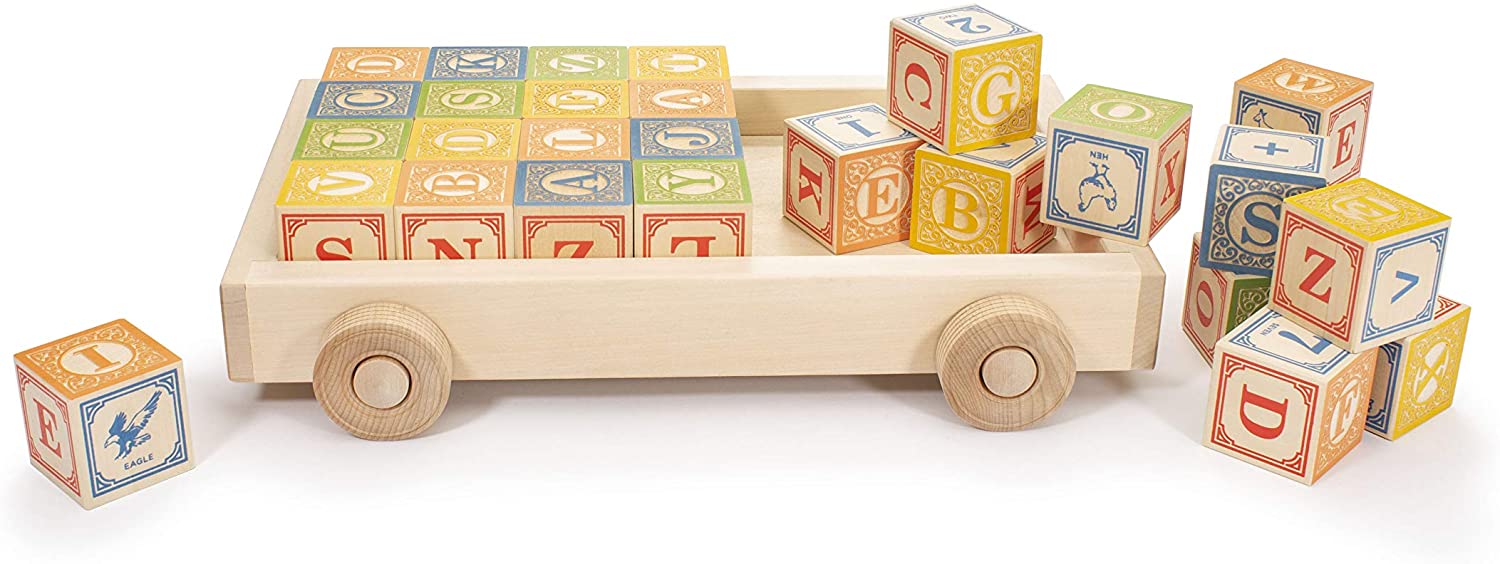 Uncle Goose Classic ABC Blocks with Pull Wagon