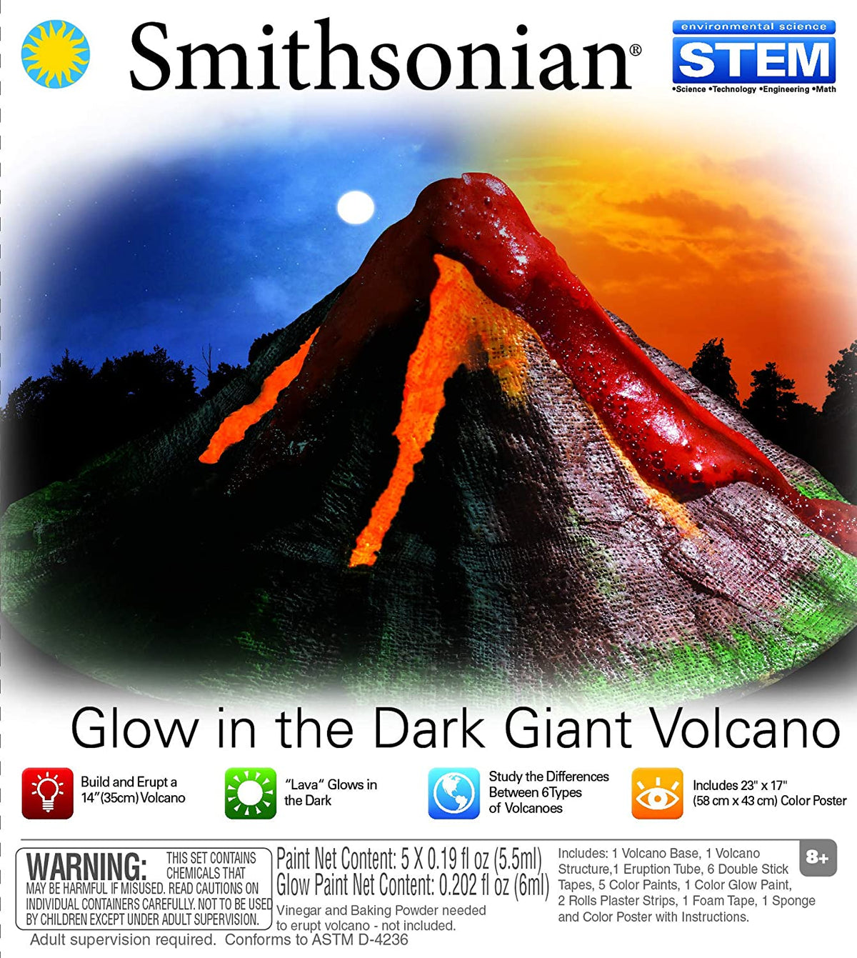 National Geographic Jumbo Volcano Science Kit - Build & Erupt An 18 Giant Volcano, Multiple Eruption Science Experiments, Educational Science Kits, S