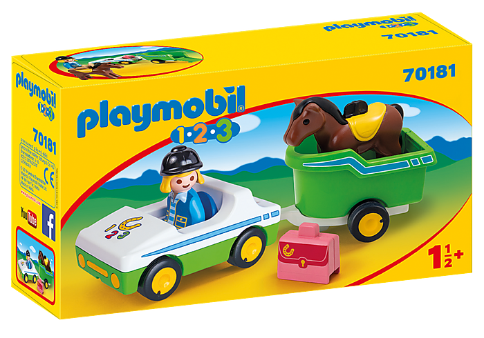 Playmobil 1.2.3 Car with Horse Trailer
