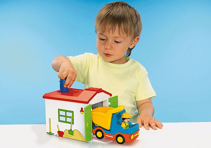 Playmobil 1.2.3 Construction Truck with Garage