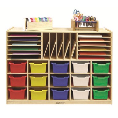 ECR4KIDS Multi Section Storage Cabinet with 15 Bins - Assorted